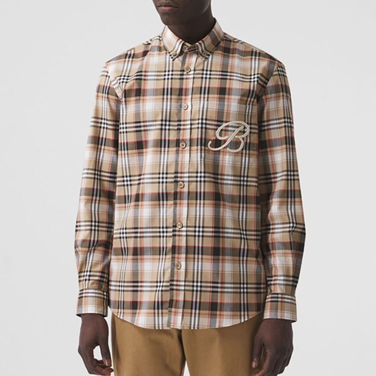 Burberry Black Checkered Long Sleeve Shirt with Embroidery 80368701 圖 5