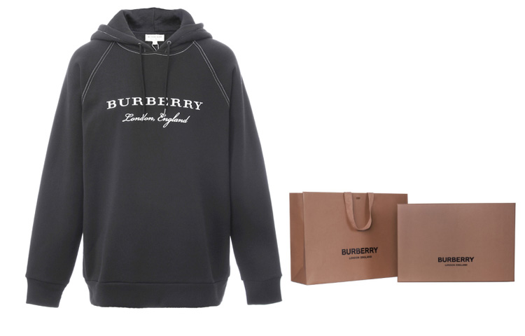 Burberry Black Classic Fleece Hoodie with Front Letter Design. 80265231 圖 7