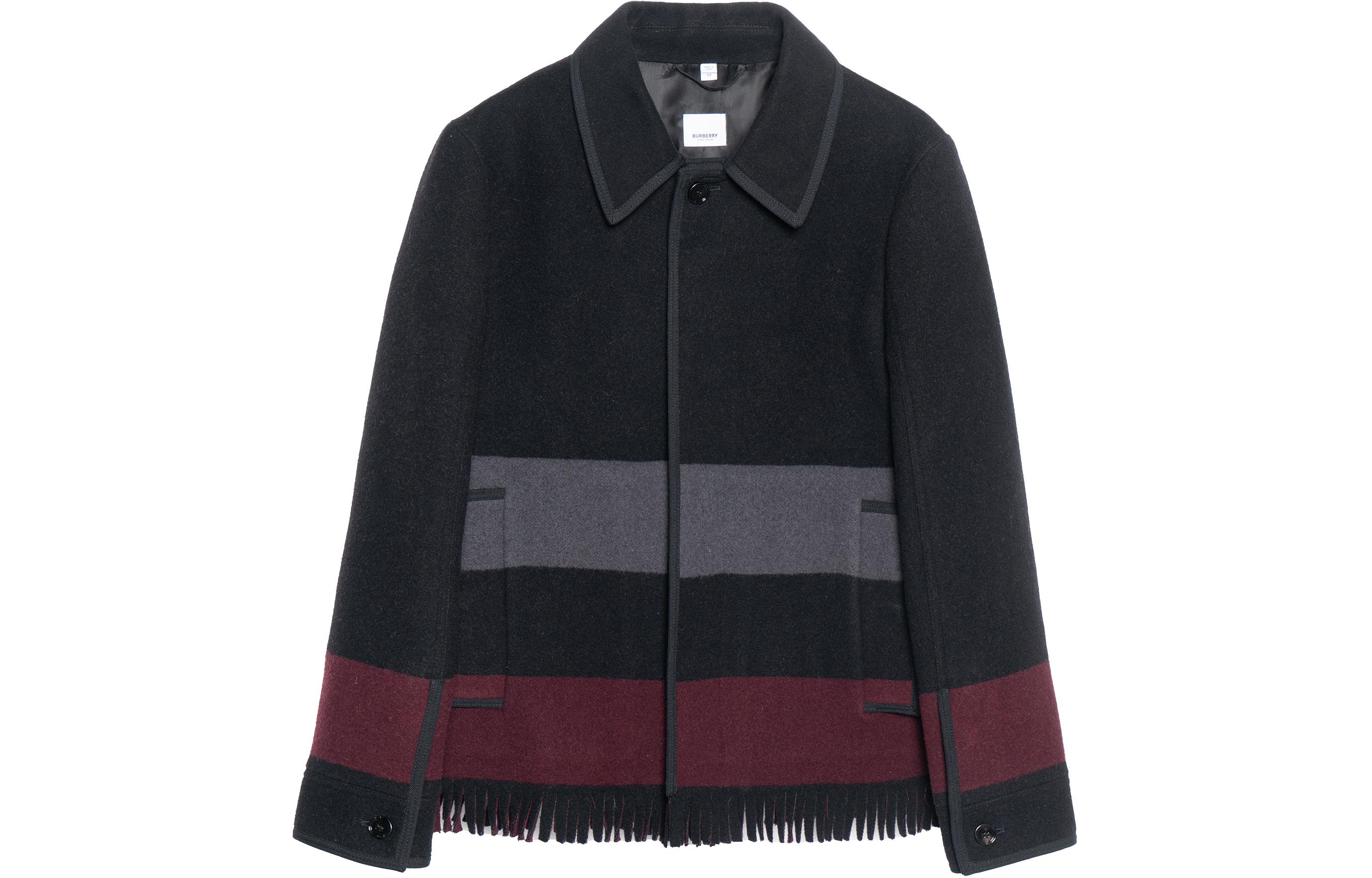 Burberry Black Color-Block Long-Sleeve Jacket with Turn-Down Collar 80454921