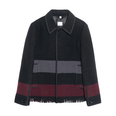 Burberry Black Color-Block Long-Sleeve Jacket with Turn-Down Collar 80454921