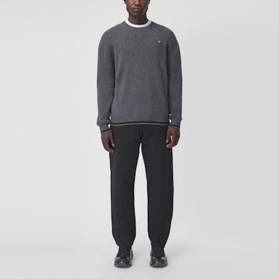 Burberry Black Cotton-Linen Blend Jogger Knit Sweatpants 80414461 Details for Burberry Black Cotton-Linen Blend Jogger Knit Sweatpants 80414461