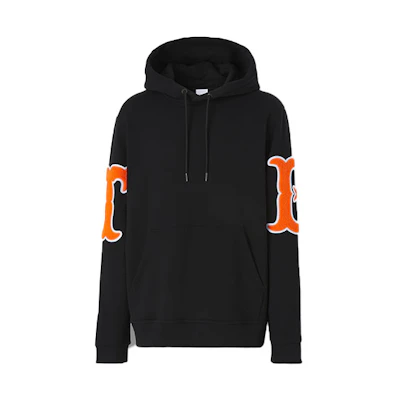 Burberry Black Cotton Hoodie with Letter Pattern Design. 80426991