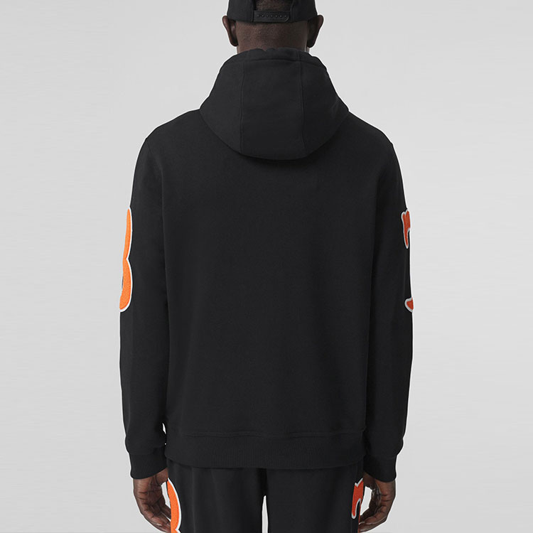 Shop 博柏利黑色字母圖案設計棉質連帽衫。 80426991