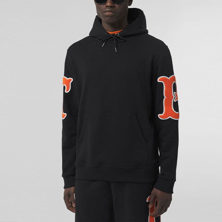 Purchase 博柏利黑色字母圖案設計棉質連帽衫。 80426991