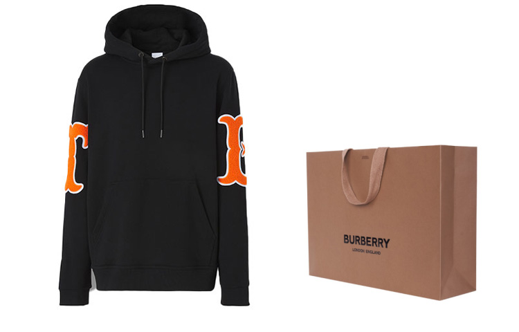 Cheap 博柏利黑色字母圖案設計棉質連帽衫。 80426991