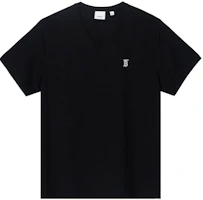 Burberry Black Cotton Logo V-Neck T-Shirt 8017255 Burberry Black Cotton Logo V-Neck T-Shirt 8017255