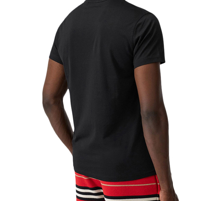 Burberry Black Cotton Logo V-Neck T-Shirt 8017255 圖 6