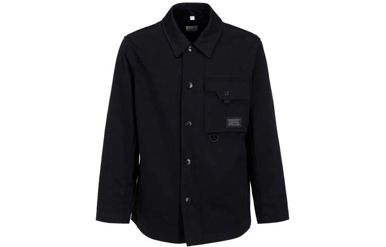 Burberry Black Cotton Satin Jacket with Logo Embellishment 80296011