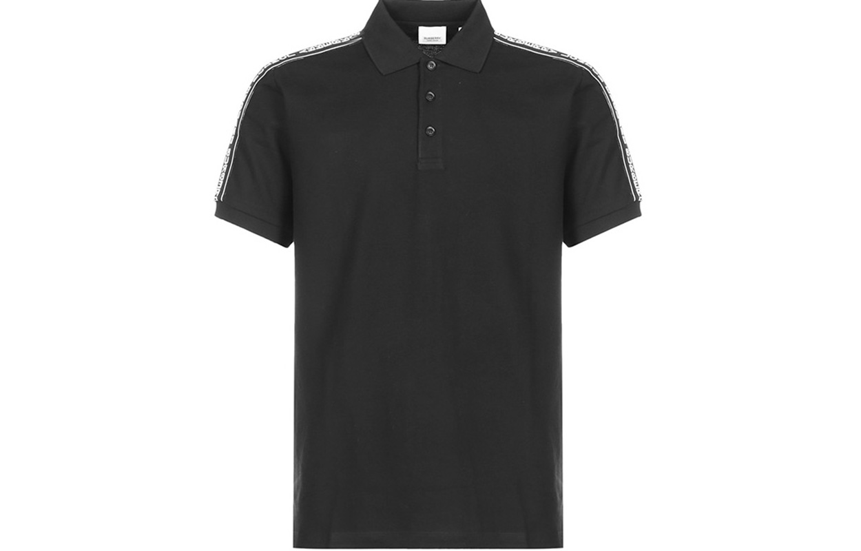 Burberry Black Cotton Short Sleeve Polo Shirt with Logo Trim 80262261 圖 2