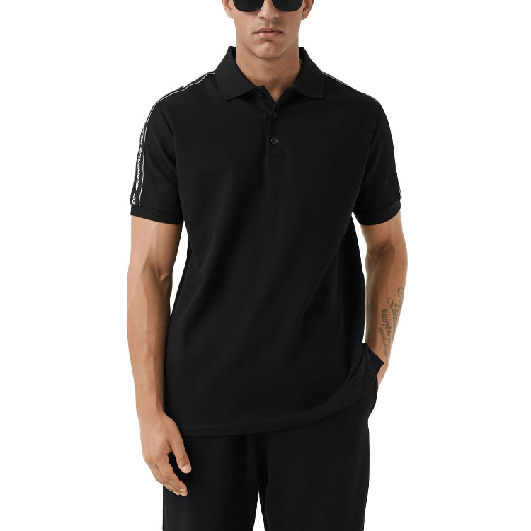 Burberry Black Cotton Short Sleeve Polo Shirt with Logo Trim 80262261 圖 4