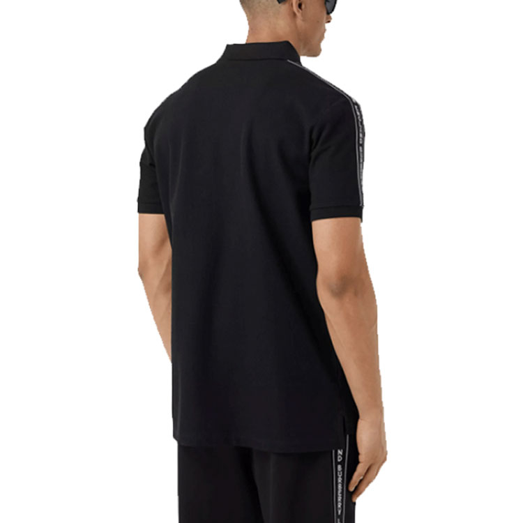 Burberry Black Cotton Short Sleeve Polo Shirt with Logo Trim 80262261 圖 5