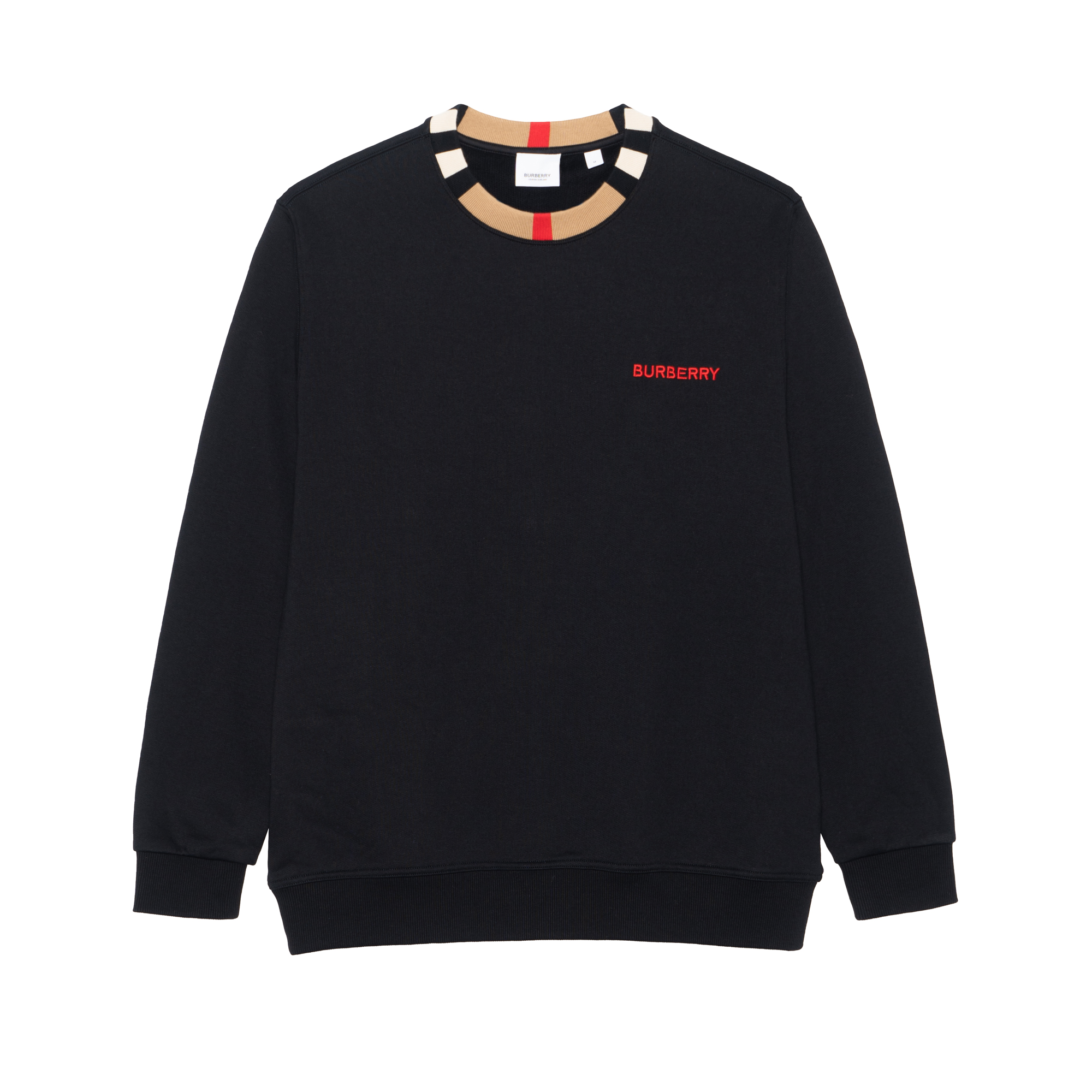 Burberry Black Crewneck Sweatshirt with Multicolor Letter Embroidery 80076931