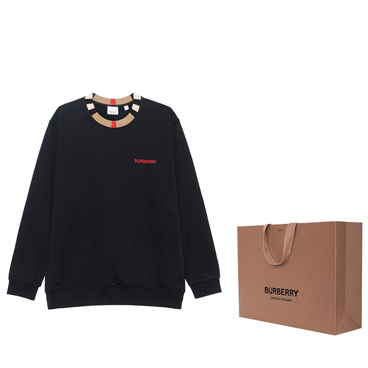 Shop 博柏利黑色圆领卫衣多彩字母刺绣 80076931