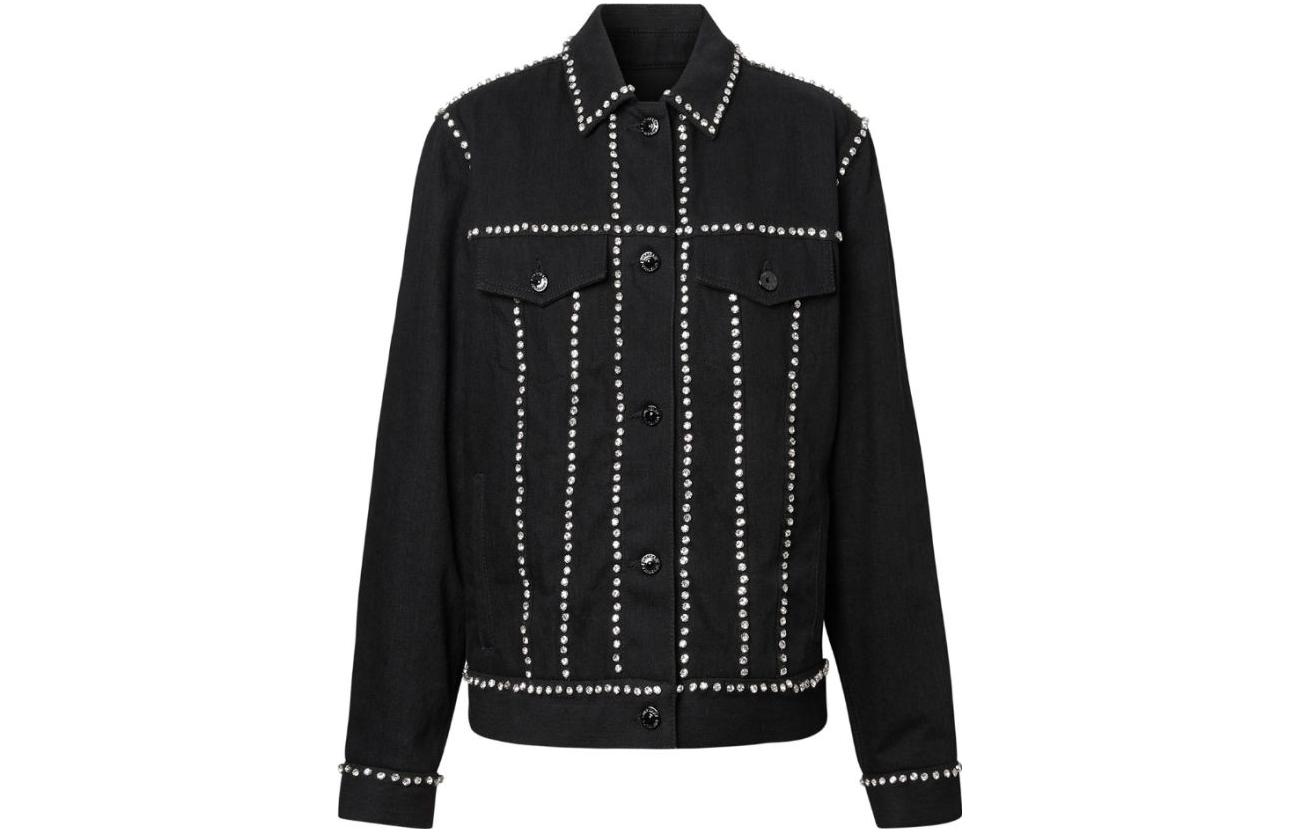 Burberry Black Crystal Embellished Single-Breasted Casual Jacket 80245821