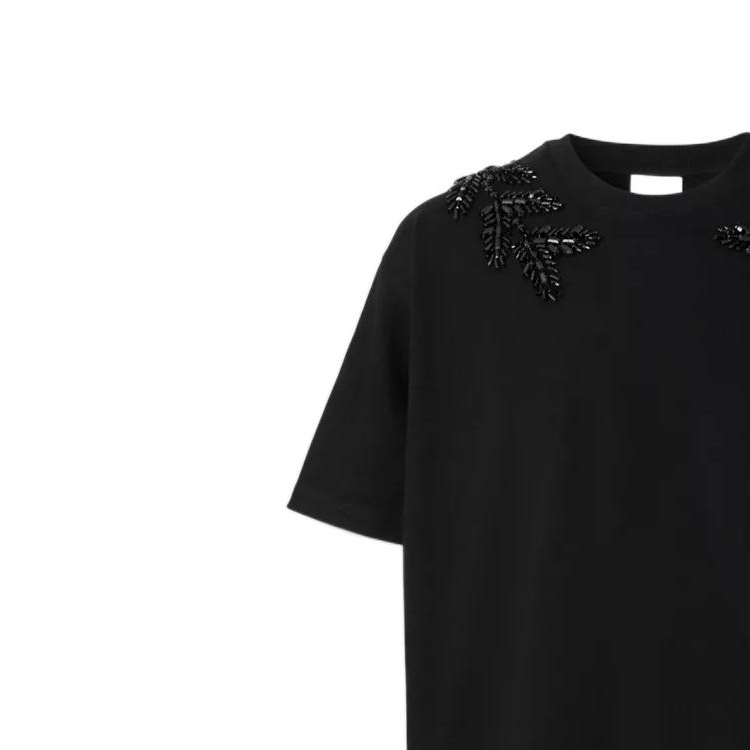 Purchase Burberry Black Crystal Tree Pattern Short Sleeve T-Shirt 80643921