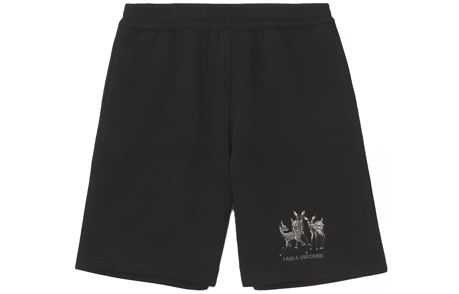 Burberry Black Deer Embroidered Casual Cotton Shorts with Elastic Waist. 80426901 圖 2