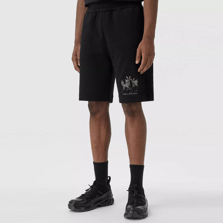 Burberry Black Deer Embroidered Casual Cotton Shorts with Elastic Waist. 80426901 圖 4