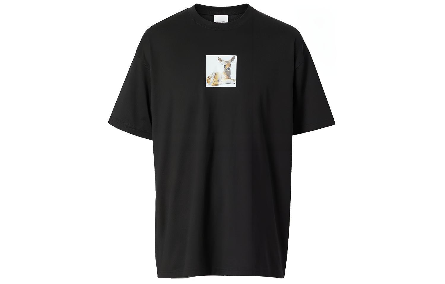 Burberry Black Deer Print Casual Crewneck T-Shirt 80223691 圖 2