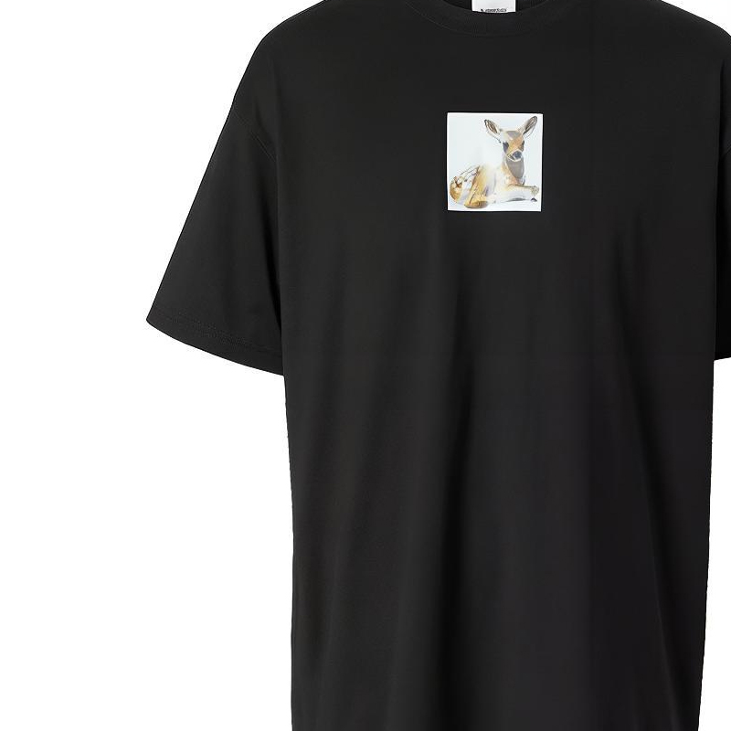 Burberry Black Deer Print Casual Crewneck T-Shirt 80223691 圖 7