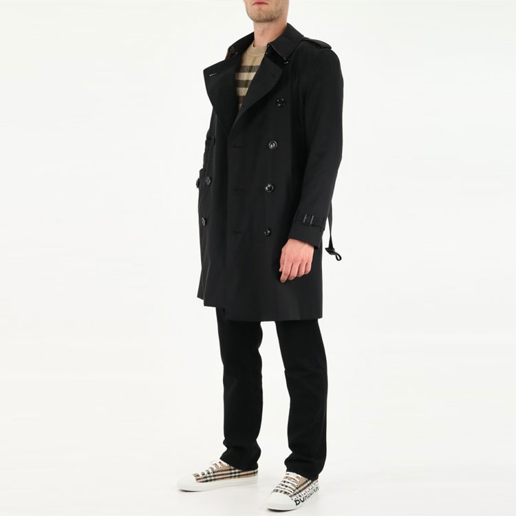 Burberry Black Double-Breasted Classic Mid-Length Coat 80452941 圖 3