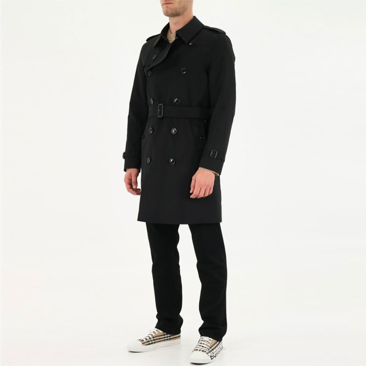 Burberry Black Double-Breasted Classic Mid-Length Coat 80452941 圖 4
