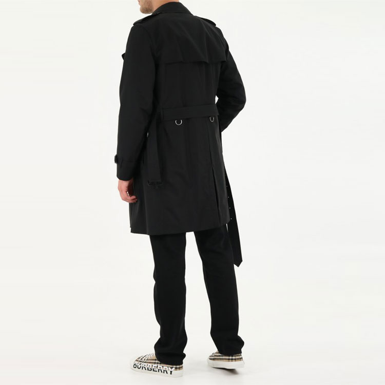 Burberry Black Double-Breasted Classic Mid-Length Coat 80452941 圖 5