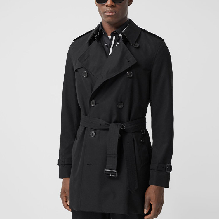 Burberry Black Double-Breasted Short Trench Coat 80152371 圖 3