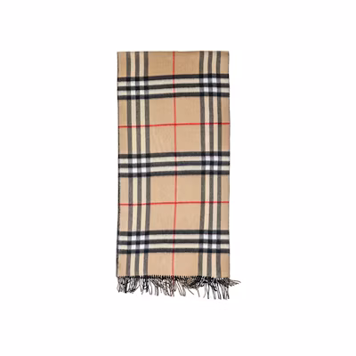 Burberry Black Double-Sided Plaid Cashmere Fringe Scarf Unisex 80359101