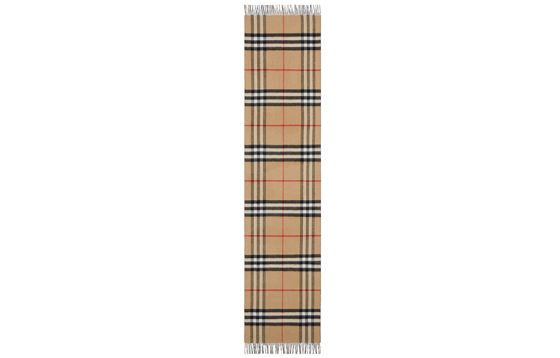 Burberry Black Double-Sided Plaid Cashmere Fringe Scarf Unisex 80359101 圖 4