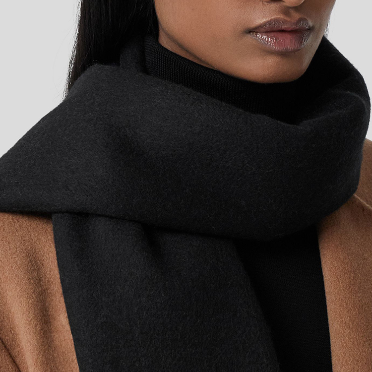 Burberry Black Double-Sided Plaid Cashmere Fringe Scarf Unisex 80359101 圖 5