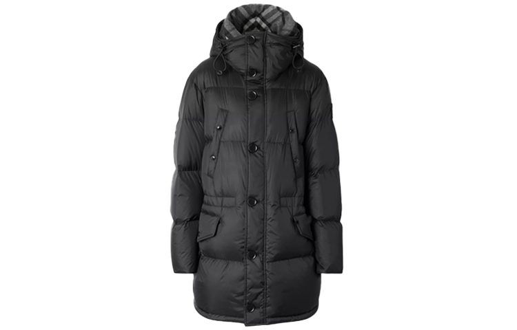 Burberry Black Down Jacket Winter Hooded Zipper Loose Fit Coat 80188251