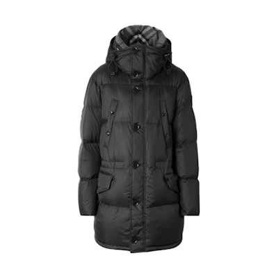 Burberry Black Down Jacket Winter Hooded Zipper Loose Fit Coat 80188251
