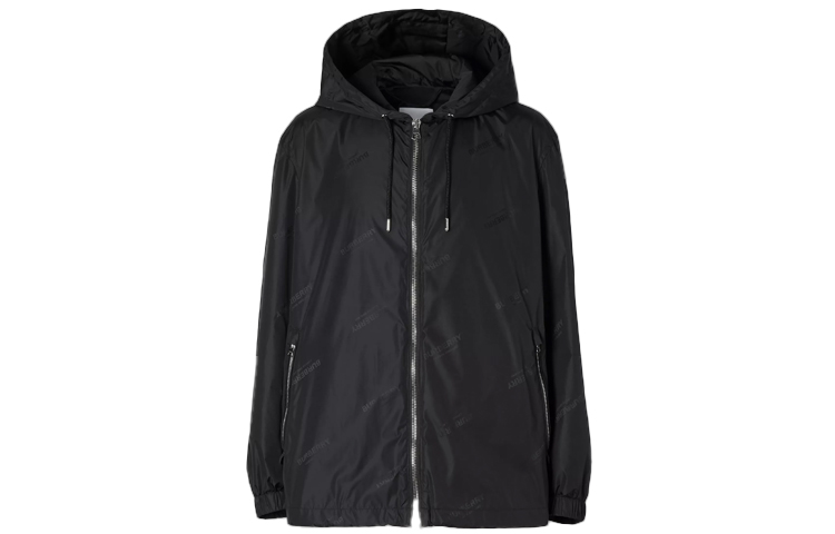 Burberry Black Econyl Hooded Jacket with Logo Jacquard Design 80298701