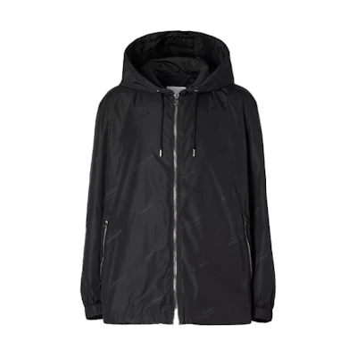 Burberry Black Econyl Hooded Jacket with Logo Jacquard Design 80298701