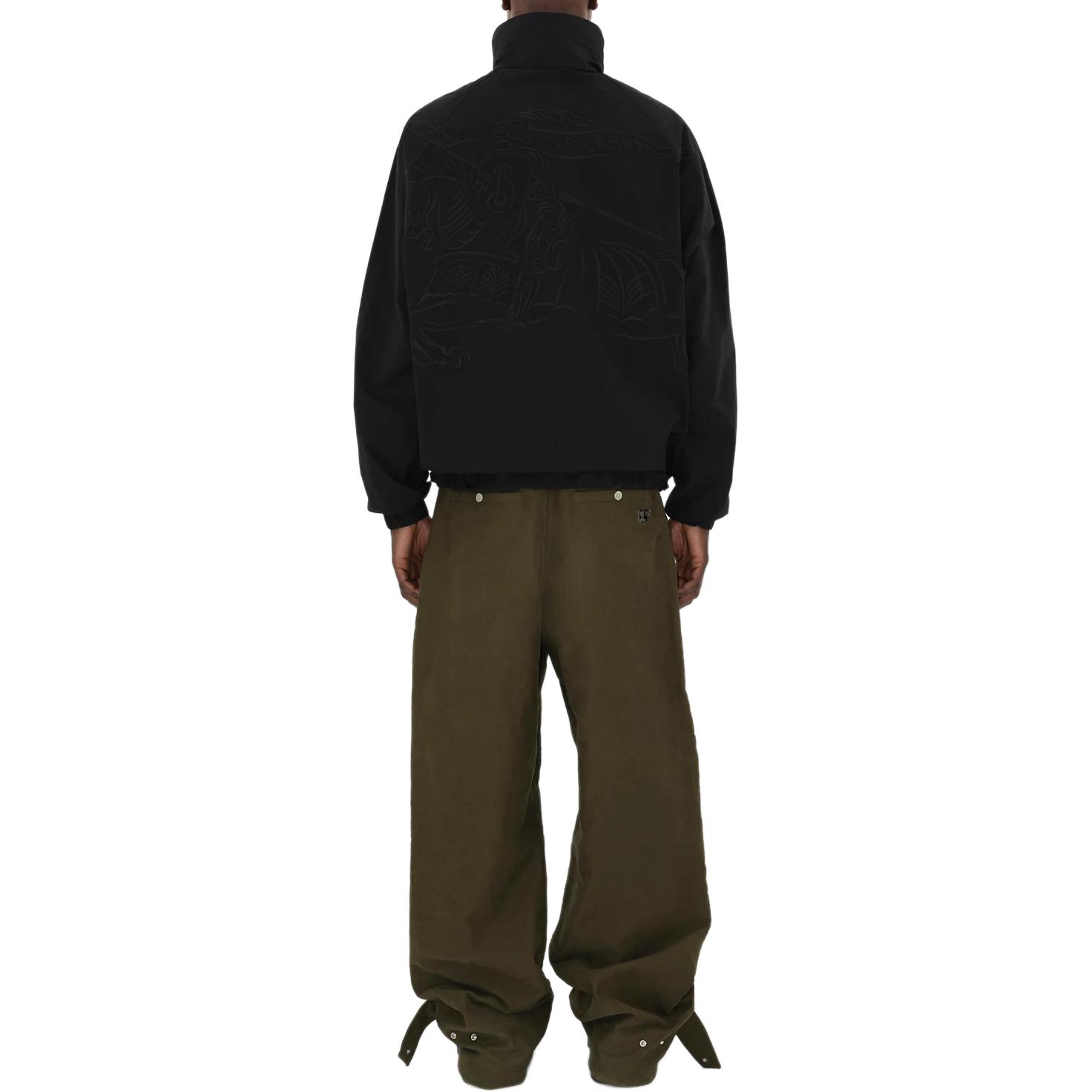 Details for Burberry Black EKD Cotton Blend High Collar Zip-Up Jacket for Men. 80920551