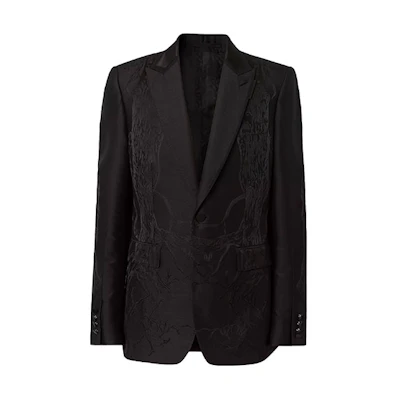 Burberry Black Elm Jacquard Single-Breasted Blazer. 80415341