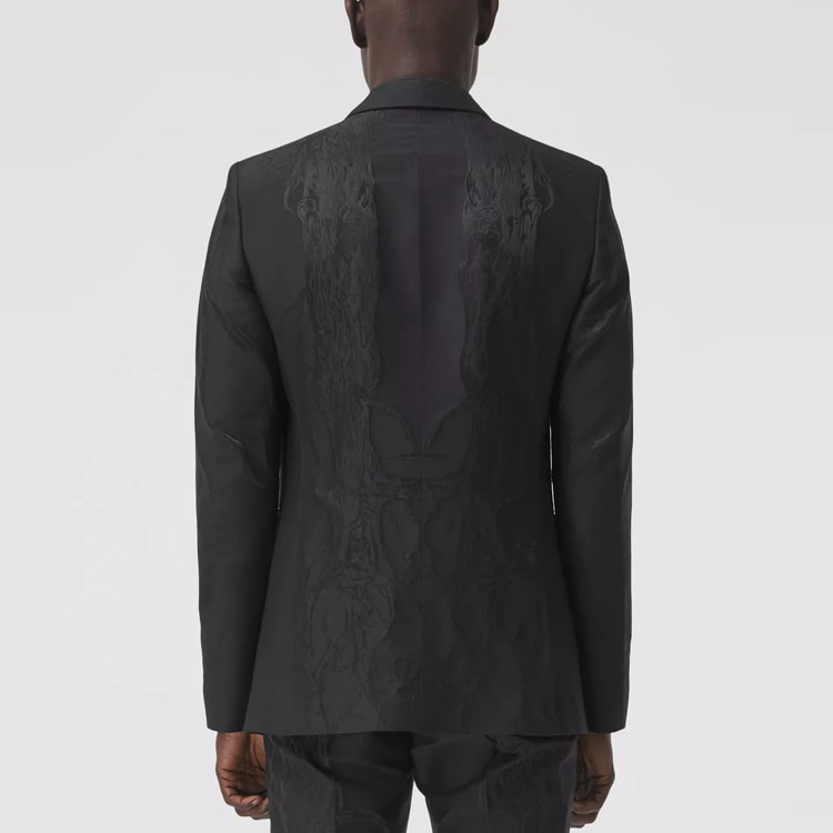 Shop Burberry Black Elm Jacquard Single-Breasted Blazer. 80415341