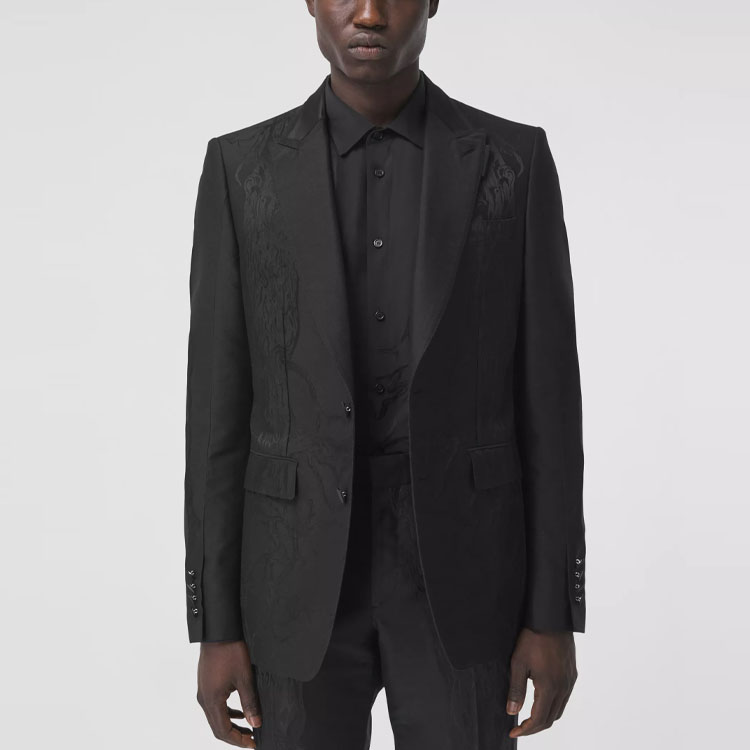 Purchase Burberry Black Elm Jacquard Single-Breasted Blazer. 80415341