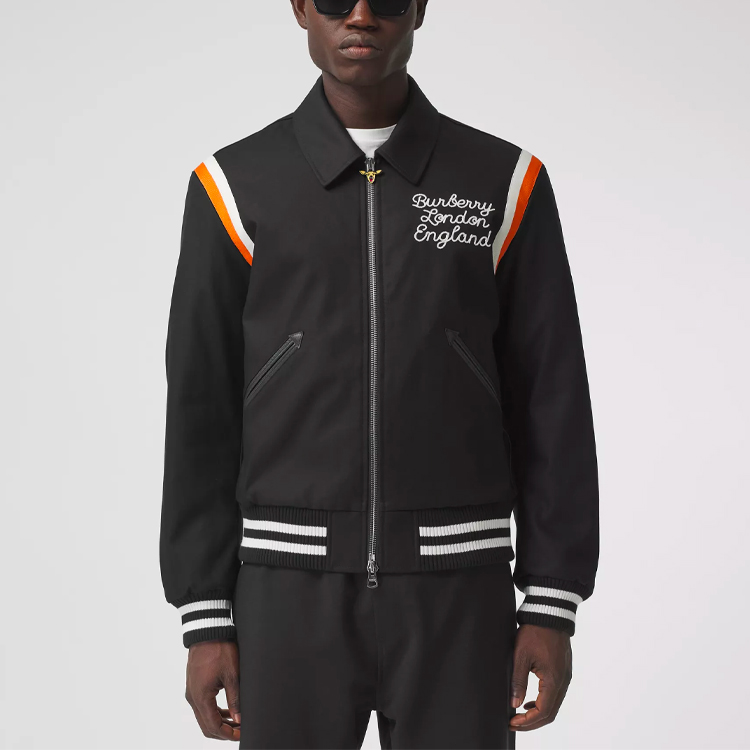 Burberry Black Embroidered Deer Logo Zip Bomber Jacket 80367941 圖 3