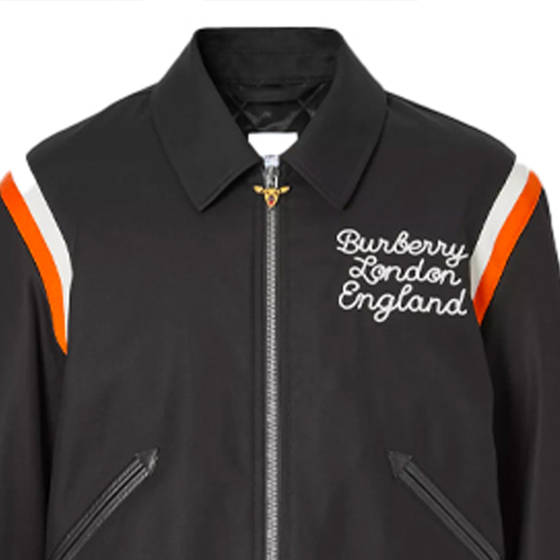 Burberry Black Embroidered Deer Logo Zip Bomber Jacket 80367941 圖 6