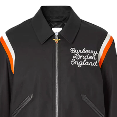 Burberry Black Embroidered Deer Logo Zip Bomber Jacket 80367941 Details for Burberry Black Embroidered Deer Logo Zip Bomber Jacket 80367941