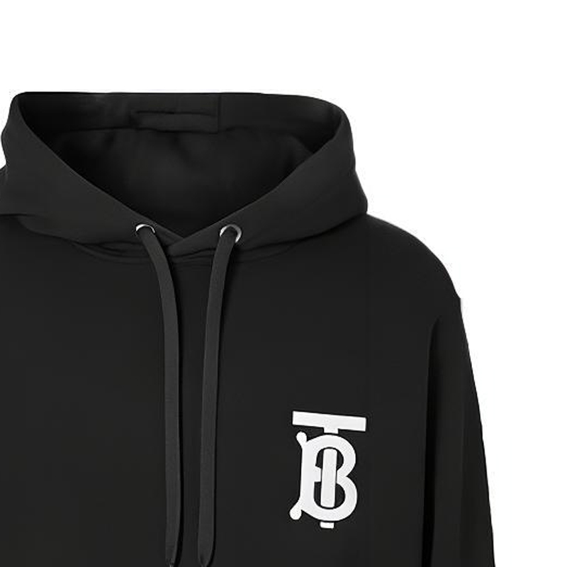 Sizing Burberry Black Embroidered Logo Hoodie 80246041