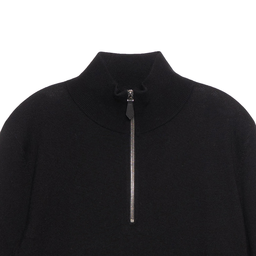 Details for バーバリー ブラック ハーフジップ ハイネック セーター ストライプカフ付き 80443251