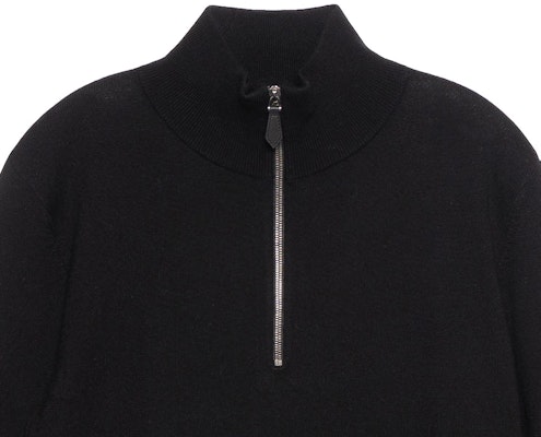 バーバリー ブラック ハーフジップ ハイネック セーター ストライプカフ付き 80443251 Details for バーバリー ブラック ハーフジップ ハイネック セーター ストライプカフ付き 80443251