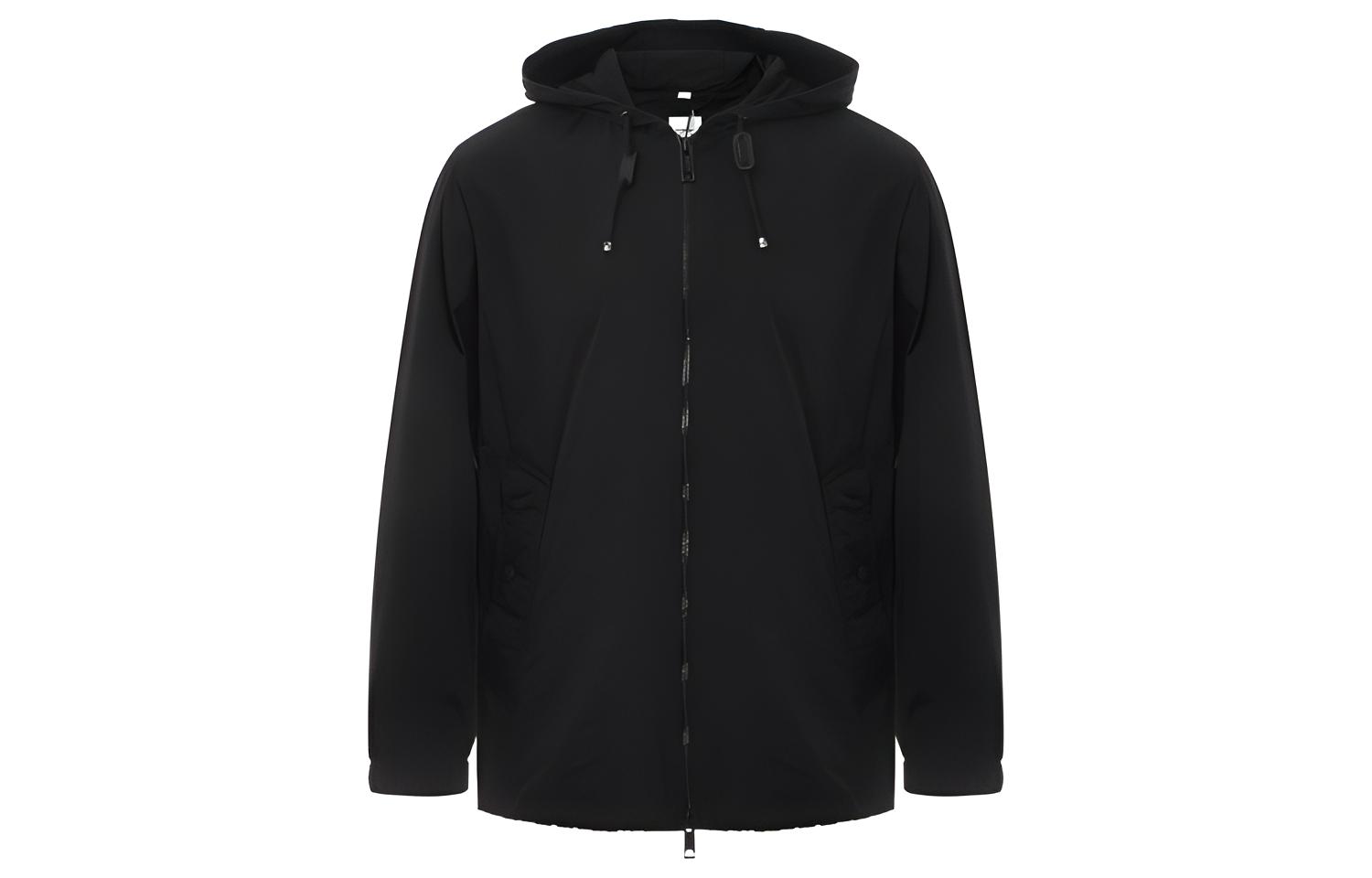 Burberry Black Hooded Zip-Up Long Sleeve Jacket 80105951