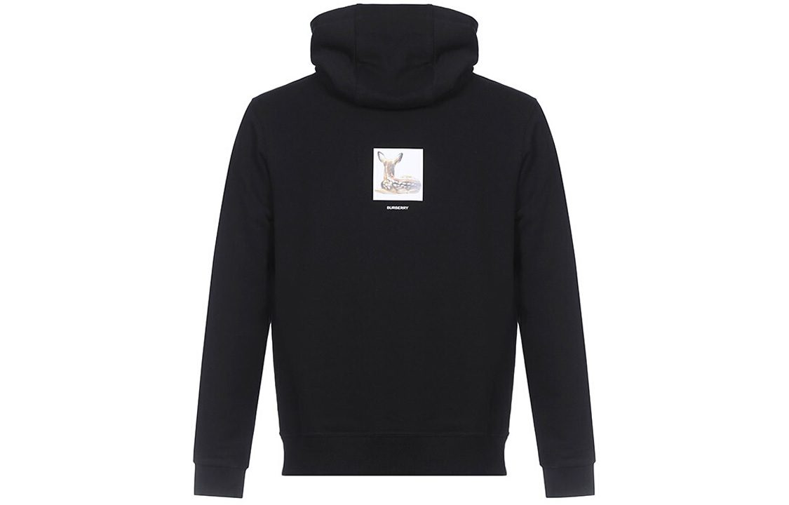 Lookbook Burberry Black Hoodie Deer Print Unisex Sweatshirt Long Sleeve 8022374-A1189