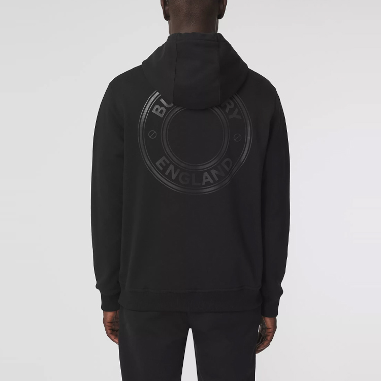 Burberry Black Hoodie Pullover Sweatshirt Long Sleeve Solid Color 80422291 圖 3