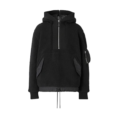Burberry Black Hoodie with Logo Patchwork Design. 80477781
