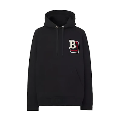 Burberry Black Hoodie with Solid Color and Logo Print Design. 80483181