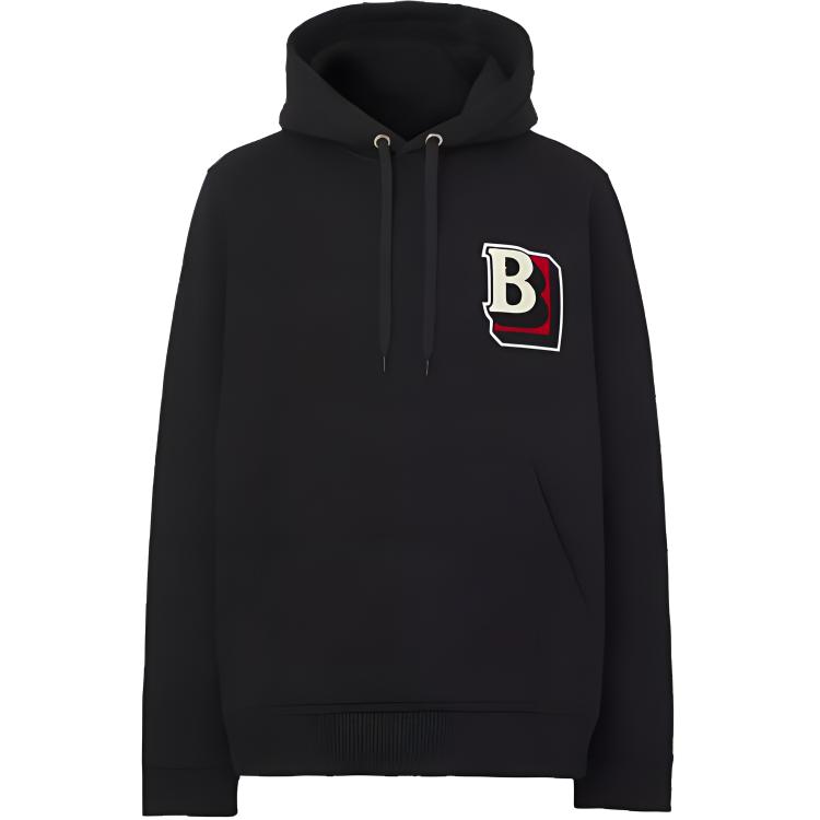 Burberry Black Hoodie with Solid Color and Logo Print Design. 80483181 圖 2